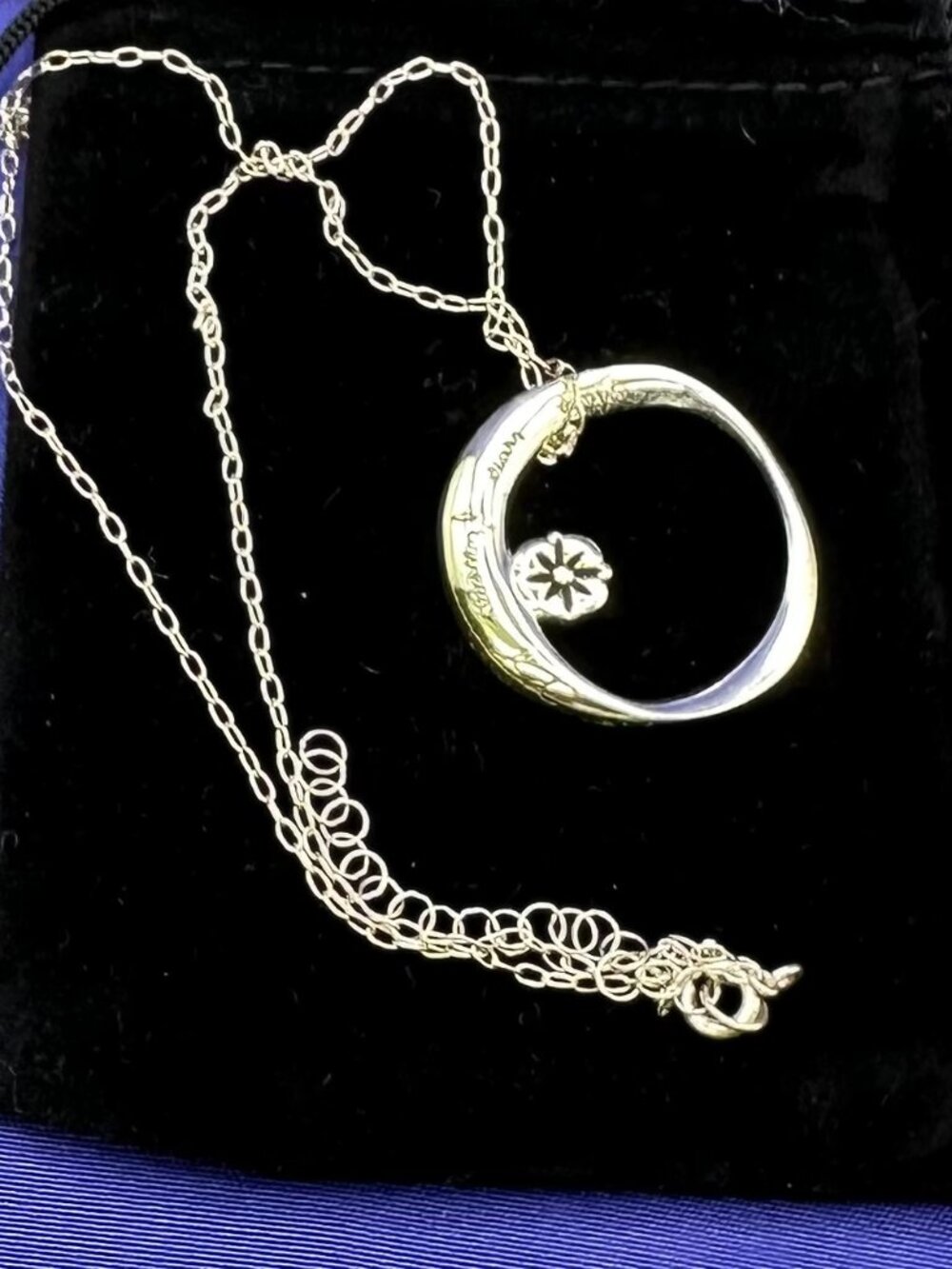 Sterling Pendant Necklace Inscribed “If Daughters Were Flowers, I’d Pick You”.